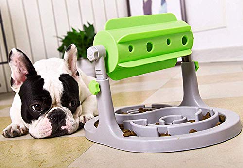 Interactive Dog & Cat Food Puzzle Toy - Treat Boredom Dispensing Slow Feeder - Anxiety IQ Training in Smart Feeding and Adjustable Height for Small/Medium Dogs