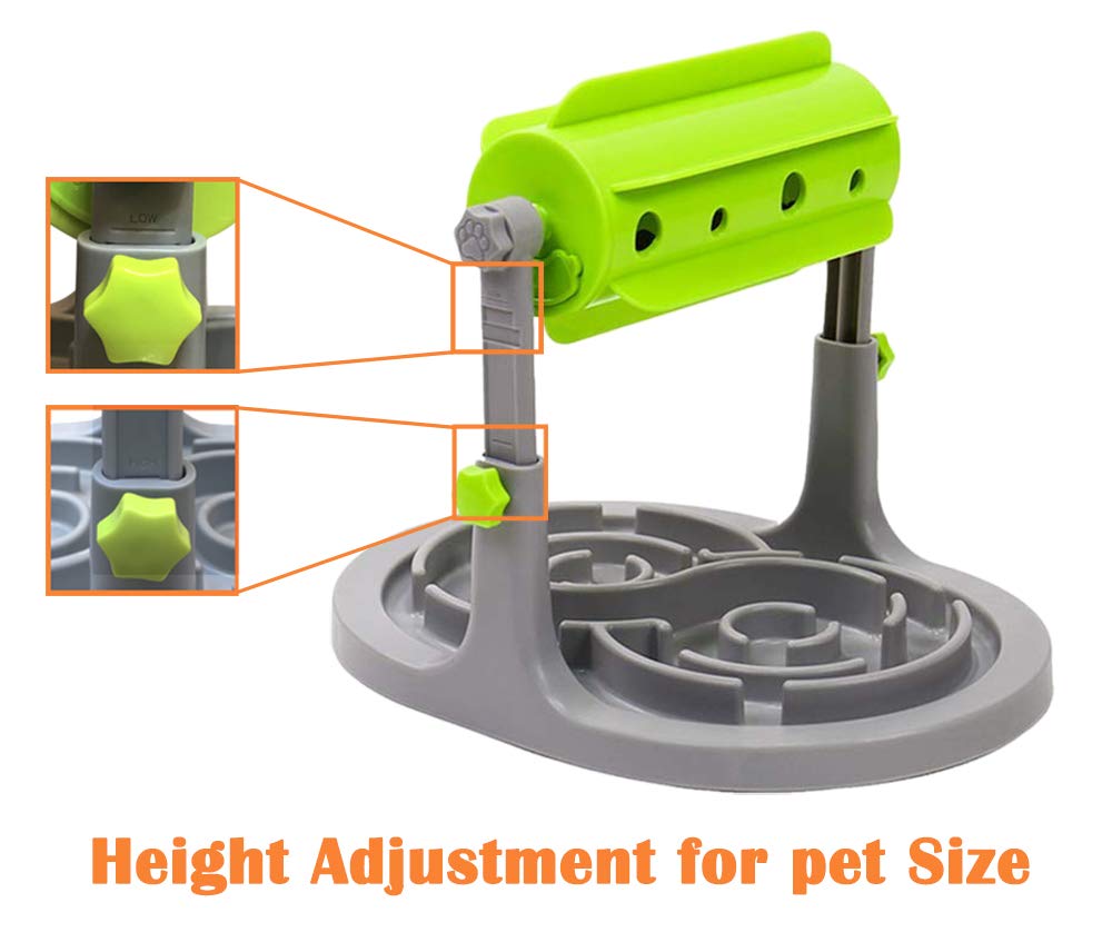 Interactive Dog & Cat Food Puzzle Toy - Treat Boredom Dispensing Slow Feeder - Anxiety IQ Training in Smart Feeding and Adjustable Height for Small/Medium Dogs