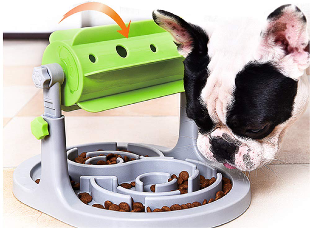 Interactive Dog & Cat Food Puzzle Toy - Treat Boredom Dispensing Slow Feeder - Anxiety IQ Training in Smart Feeding and Adjustable Height for Small/Medium Dogs