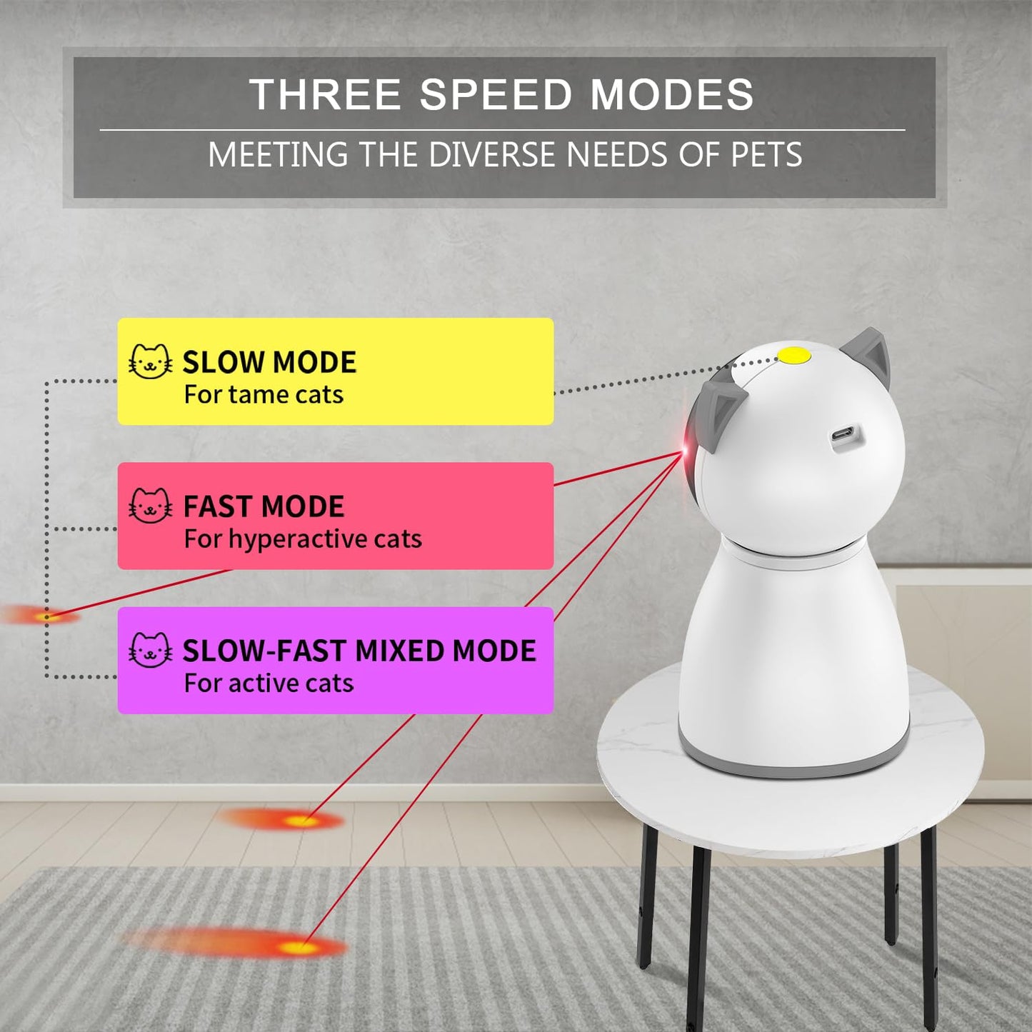 Laser Cat Toys for Indoor Cats,The 4th Generation Real Random Trajectory Motion Activated Rechargeable Automatic Cat Laser Toy,Interactive Cat Toys for Bored Indoor Adult